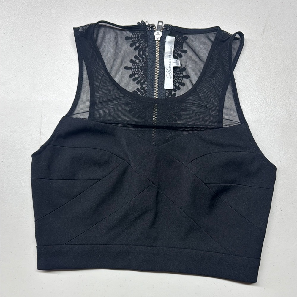 Black Mesh Crop Top
